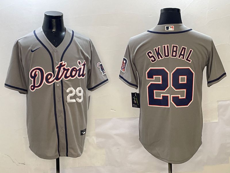 Men Detroit Tigers 29 Skubal Grey Game 2025 Nike MLB Jersey style 3123